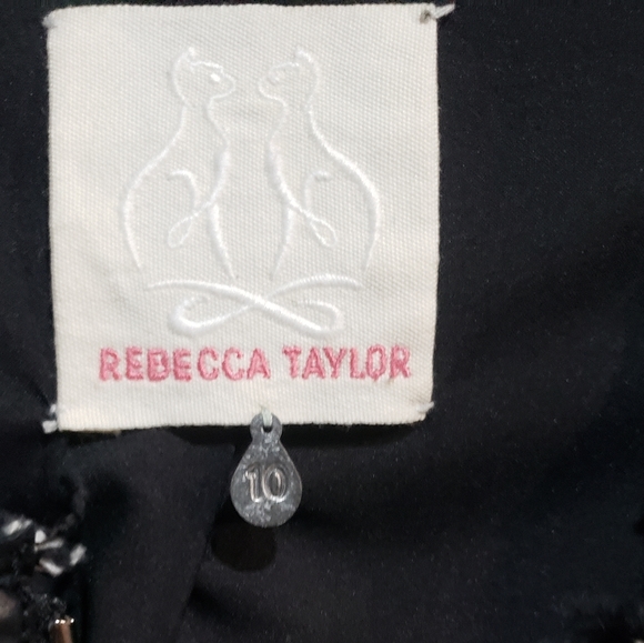 Rebecca Taylor Mixed Media Tweed Fringe Blazer with Lamb leather Trim, Size 10 - Picture 6 of 9